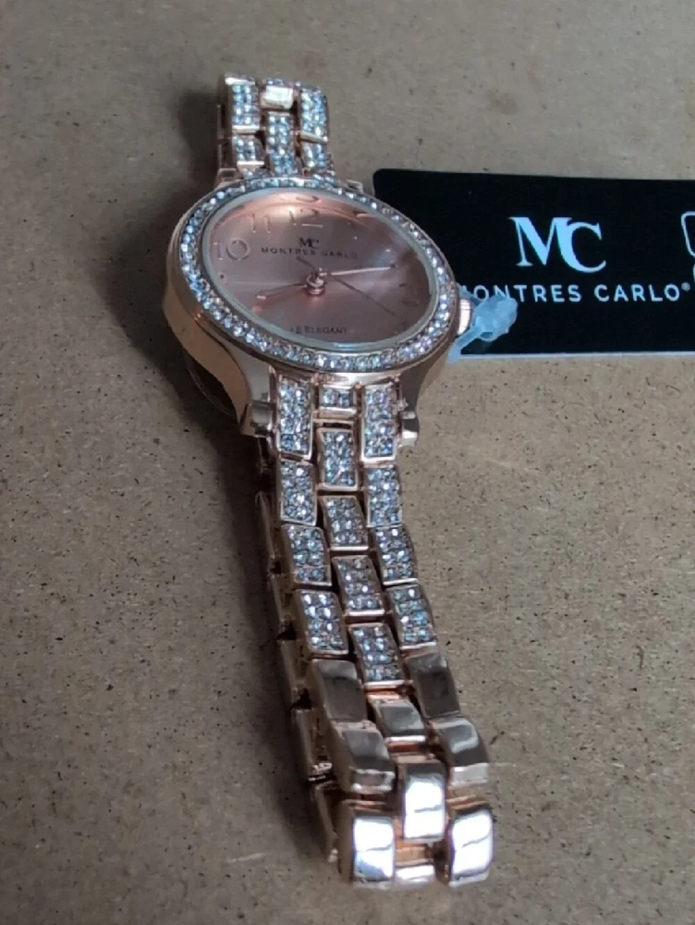 Women's Rose Gold Crystal Bracelet Watch